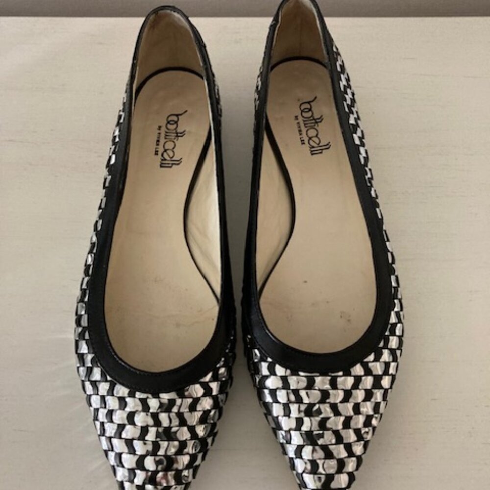 Botticelli Silver Metallic/Black Woven Skimmer